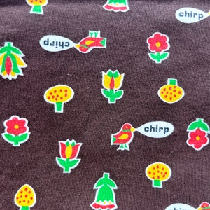 Vintage .75 yard 28 x 56 chirp bird mod groovy stoff tier abstrakt art jersey stoff 60er 70er 80er retro kleidung nähen kleidung
