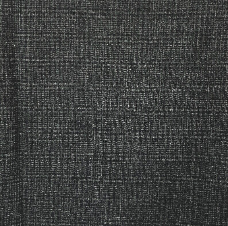 Wool Yardage Fabric 1 Yards 45 X 60 Dark Gray Black Suiting Plaid Print