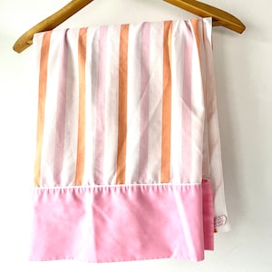 Vintage Cannon Monticello Full Flat Sheet 70s 80s Pink Orange White Striped Vintage Sheet No Iron Muslin Bedding Linens Made in the USA
