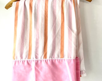 Vintage Cannon Monticello Full Flat Sheet 70s 80s Pink Orange White Striped Vintage Sheet No Iron Muslin Bedding Linens Made in the USA