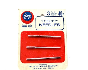 Vintage Deadstock Boye Tapestry Needles Set of 3 No.18 Gold Eye Needles NEW