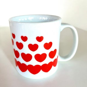 Vintage Hearts Love coffee mug collectible gift  lover partner all over heart 80s