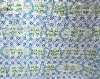 Vintage 40" x 66" alphabet baby fabric tubular knit tube interlock fabric 70s 80s retro blanket apparel sewing clothing