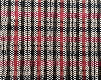 Vintage Fabric Double Knit 70" x 62" (~ 2 yard) geometric stripe plaid thick tartan mod disco knit fabric retro apparel garment construction