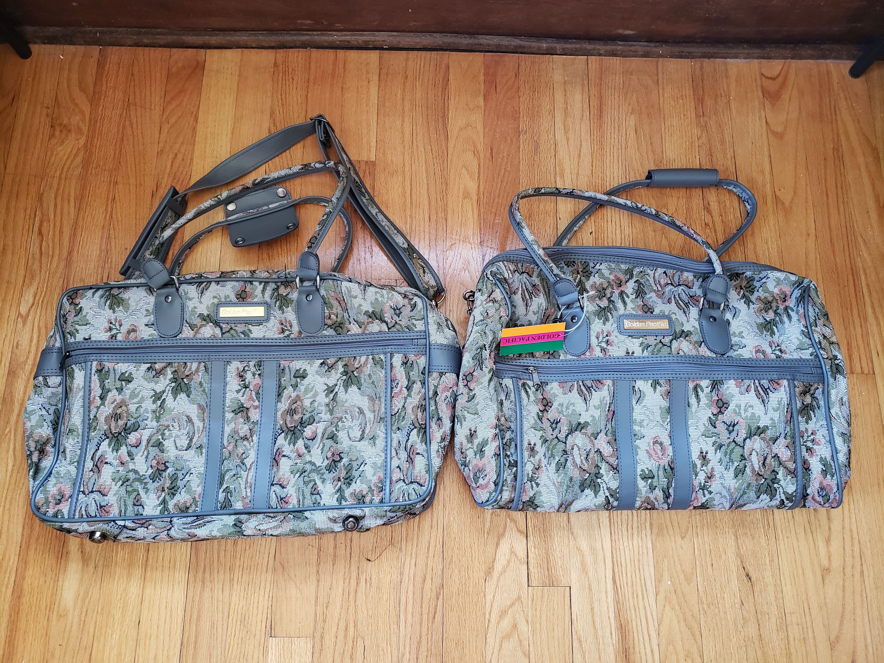 Vintage Floral Tapestry Luggage Set Etsy