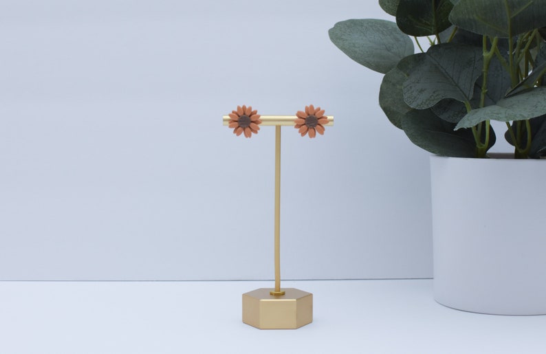 Sunflower Stud Earring Polymer Clay Handmade
