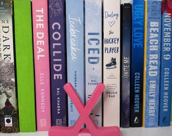 Hockey Sticks, Hockey 3D Printed Bookshelf Sign Decor, Book Decor, Bookish
