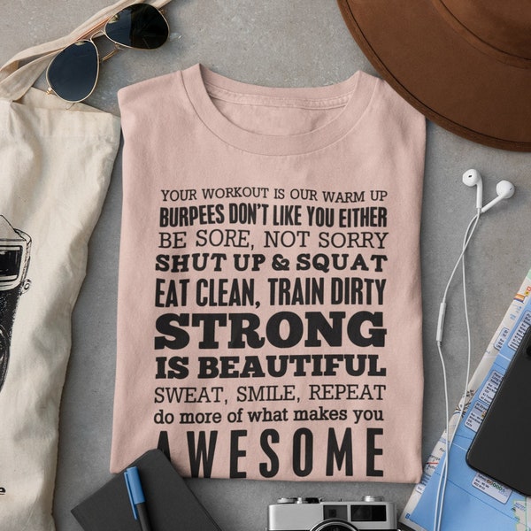 CrossFit Motivational Shirt Funny Sayings Fitness T-Shirt personalizzata. Abbigliamento da allenamento per esercizio, Topo da palestra, Uomini + Donne, Lui Lei 046