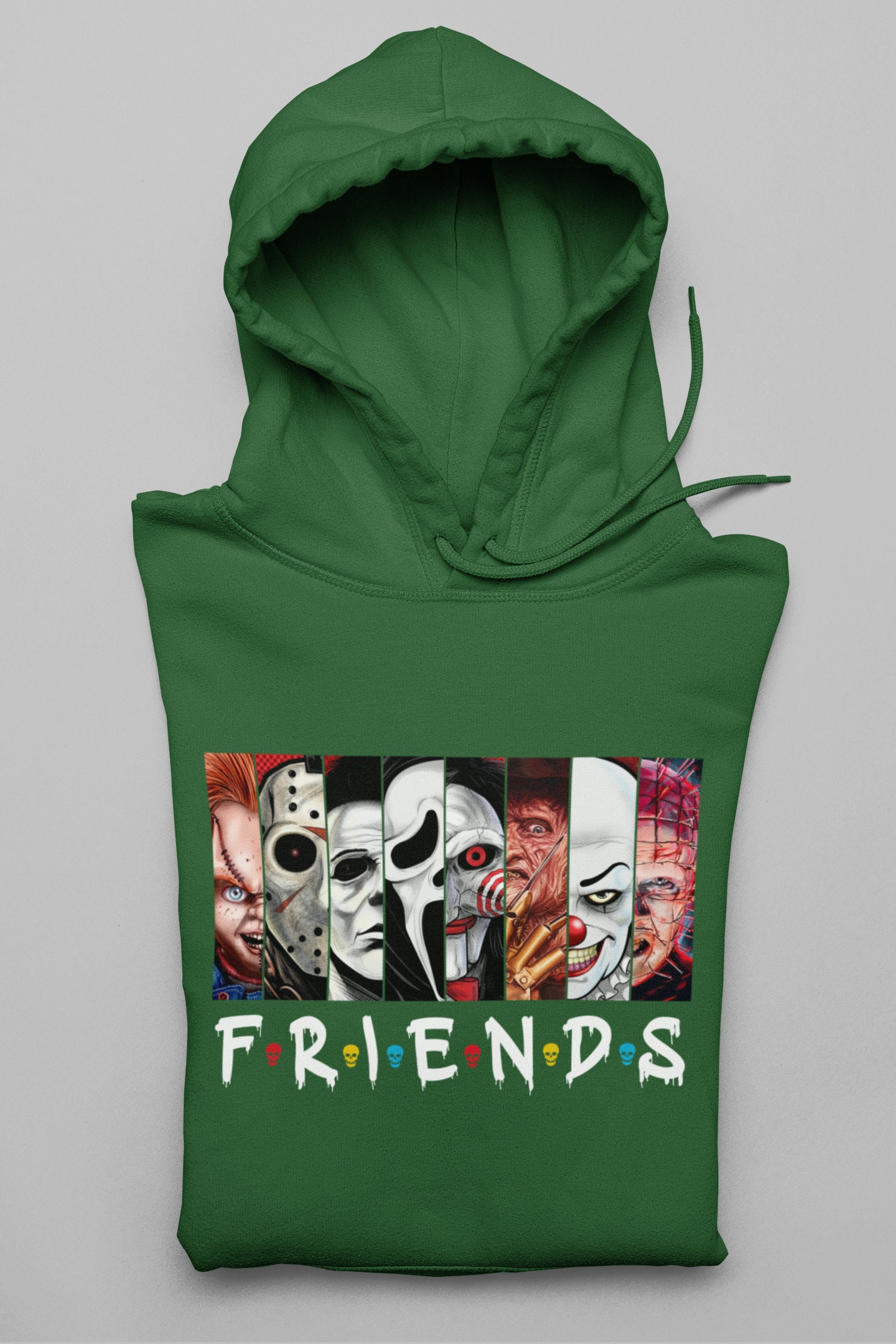 Discover Friends Halloween Hoodie | Halloween Part Hooded | Scary Tee Horror Movie Characters | Freddy Krueger, Jason, Chucky, Scream, Michael Myers