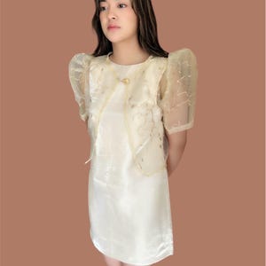 2Pc/Set Beige Filipiniana Bolero and Dress Set