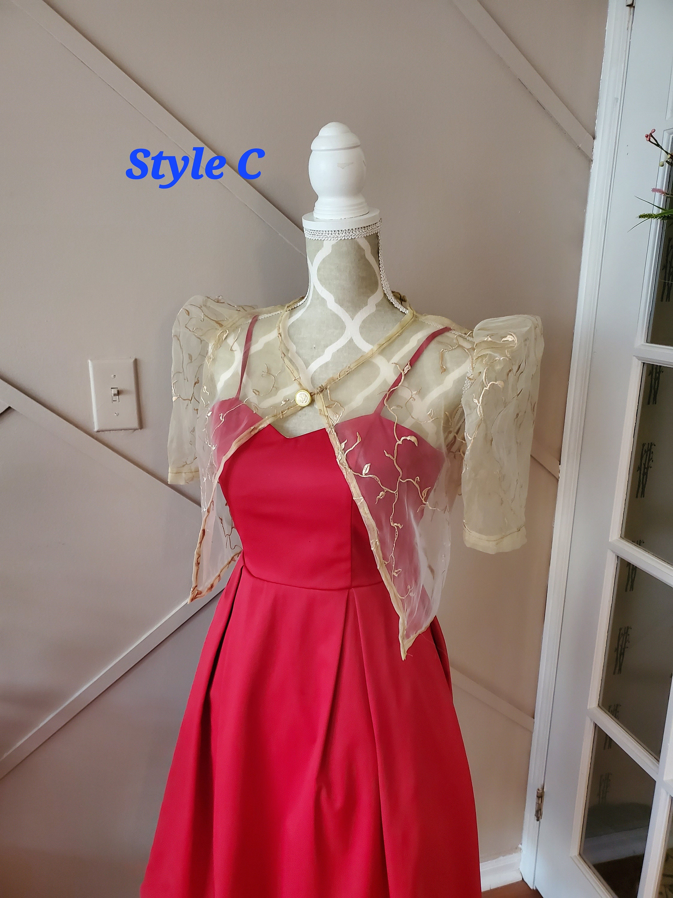 Filipiniana Bolero Sheer Beige Size SML US, Butterfly Sleeves Etsy Canada