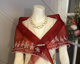 Classic Beautiful Filipiniana Panuelo Alampay High Quality 3 colors available with Free 1 Scarf Ring (brooch)