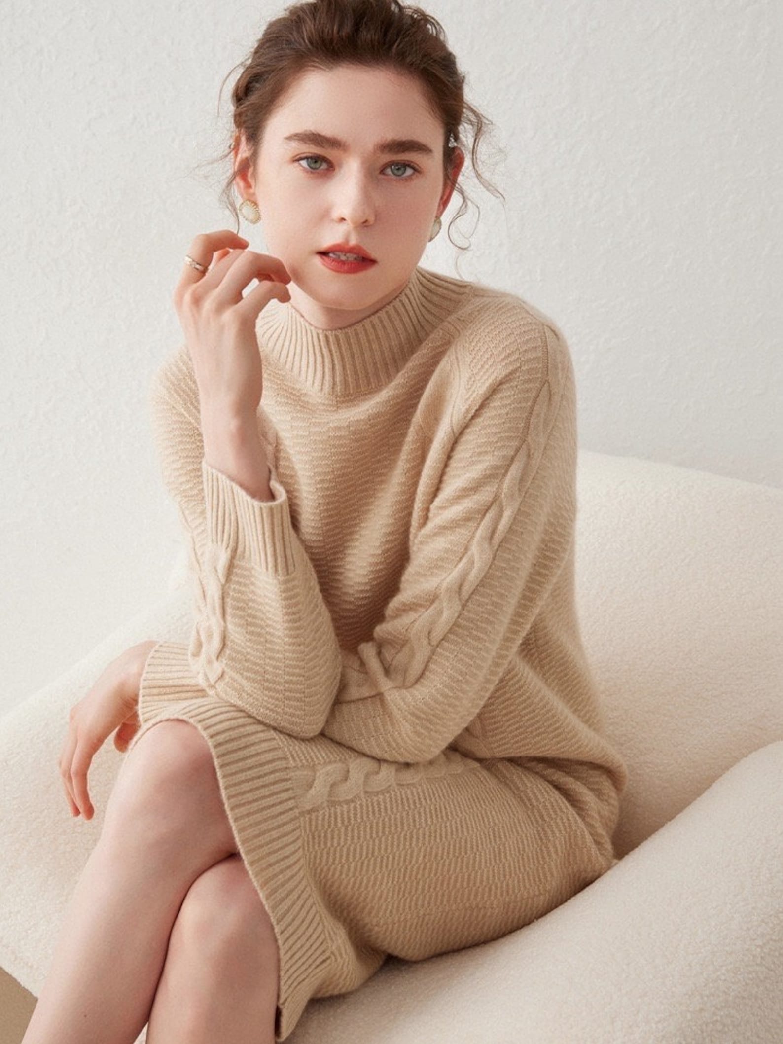 100 Cashmere. Cashmere Dress for Winter. Cashmere Collared Etsy