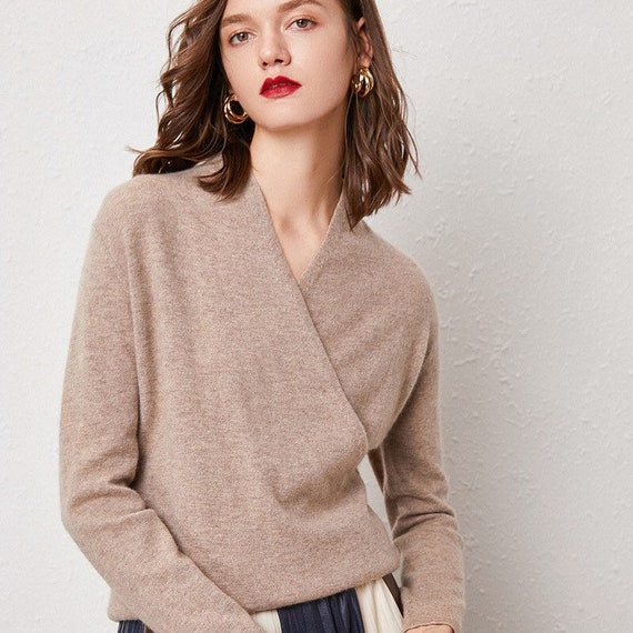 Cashmere V-neck Wrap Sweater/cardigan 