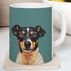 Custom Dog Portrait Mug | Classic Watercolor Painting Gift for Dog Lovers, Personalized Ceramic Cup & Pet Memorial
