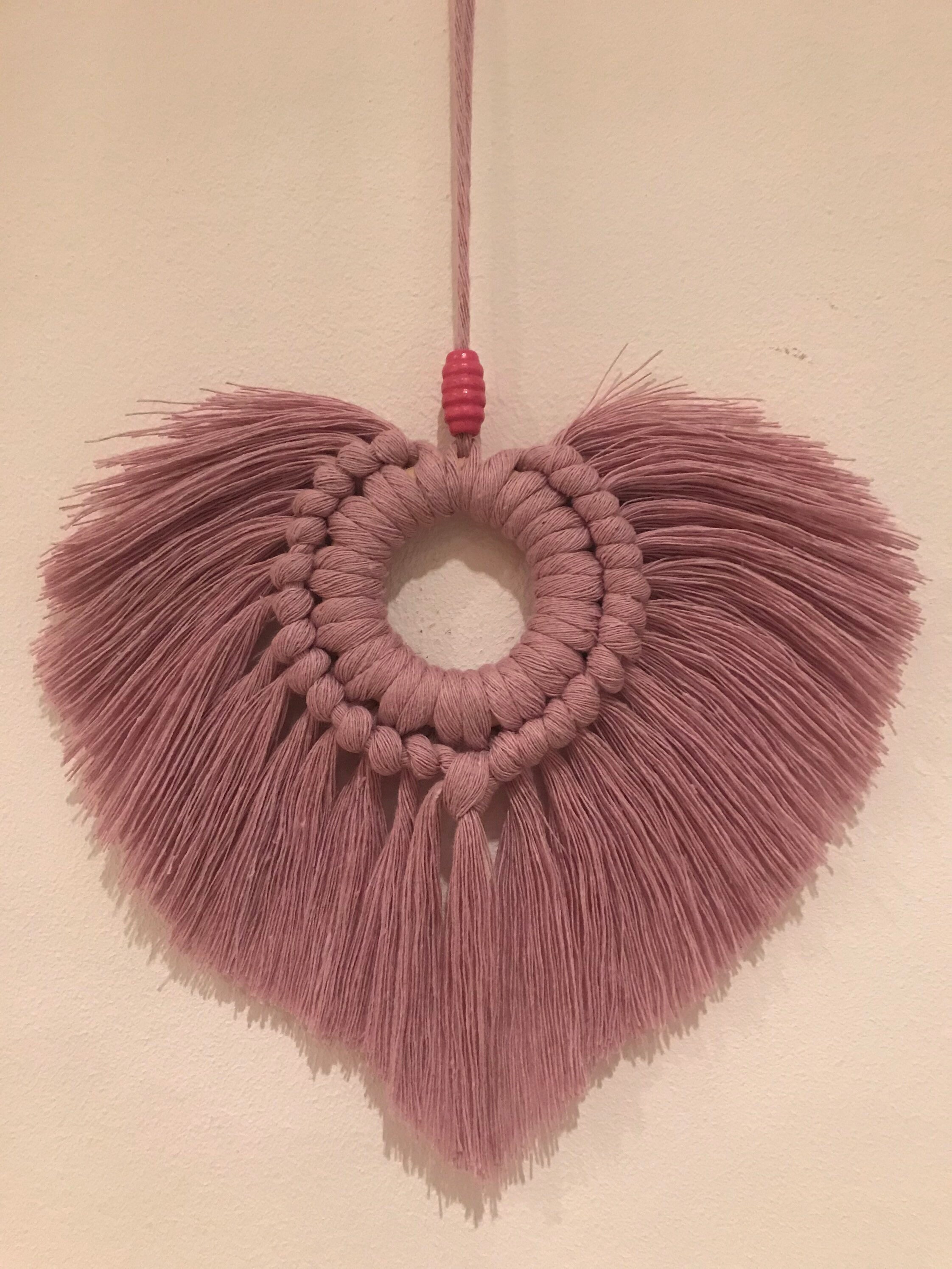 Makramee Herz Wandbehang in Altrosa 16x16cm. | Etsy