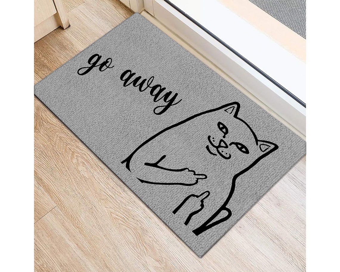 Funny Rug Go Away Cat Doormat Gift for Cat Lover Etsy