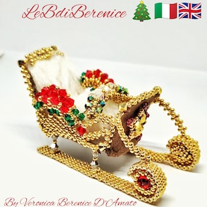 Santa's Sleigh. In bead weaving. step by step tutorials. instant digital download pdf.