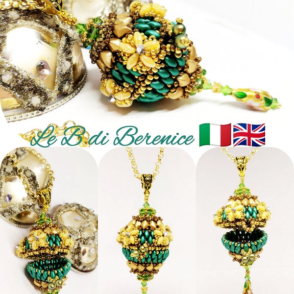 beaded bead pendant open and close, beadweaving, superduo, gemduo, pearls,ornament bead ball,tutorial pdf, digital download,beading