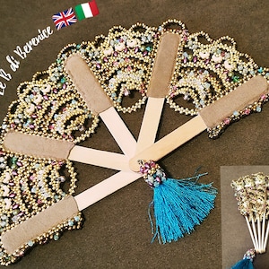 Bead weaving fan tutorial, instant download, miniduo, mini gemduo, mini chevron, step by step, detailed instructions