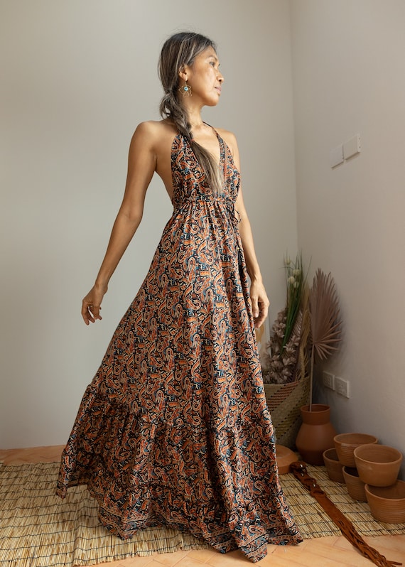 knee length dresses for ladies Women's Semi-Formal Dress- Cascading Ruffled Dress- Wedding Guest Dress-  Storia Brown Floral Dress  Juliana's Boutique