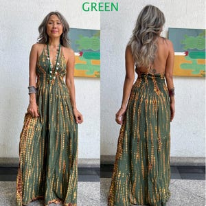 Boho Tie Dye Dress. Boho Tie dye Maxi Dress Maternity Friendly, Backless Rayon Dress, Festival Hippie Summer Dress, Beach Dress, Handmade