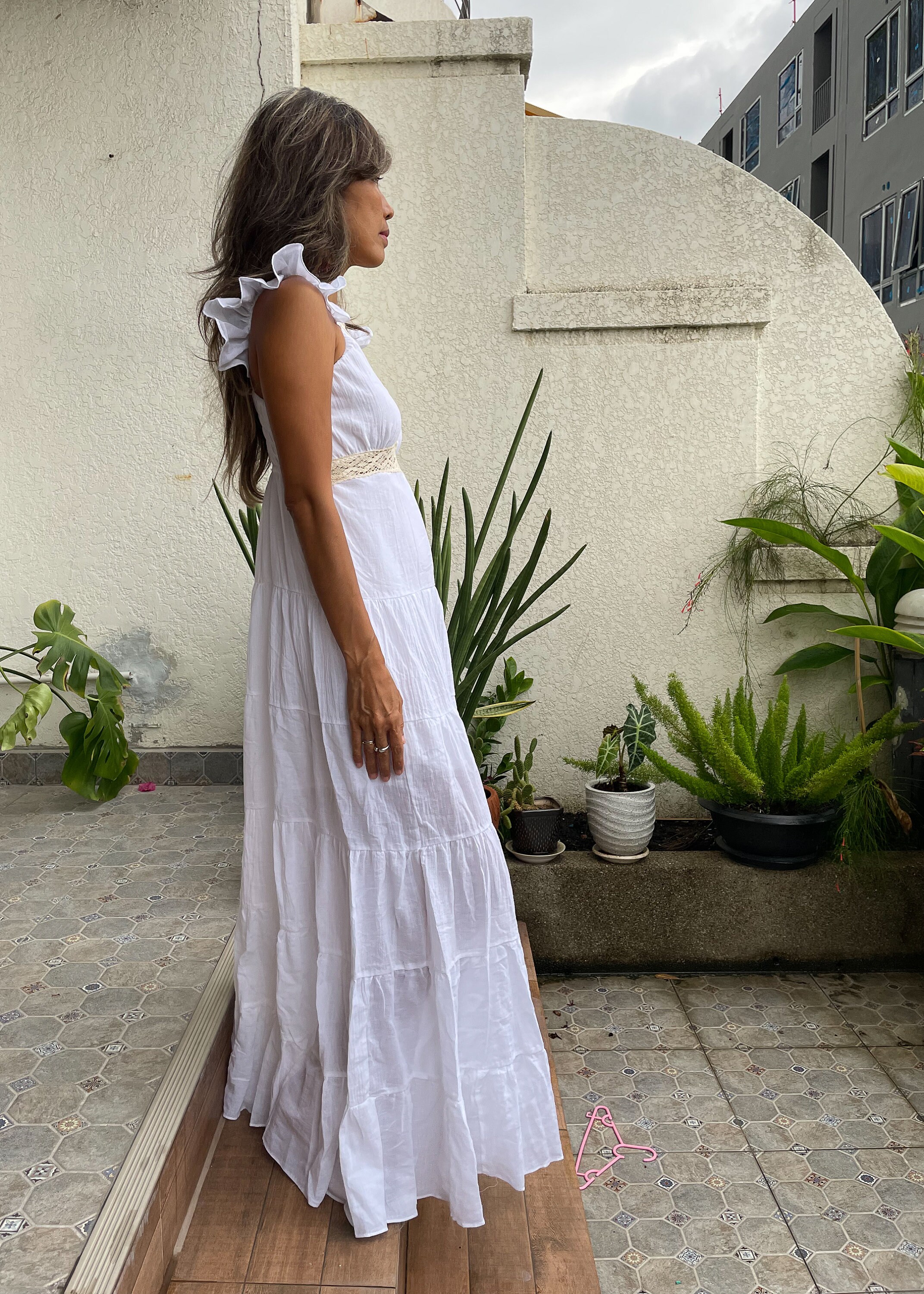 cream lace boho maxi dress Cream Lace Maxi