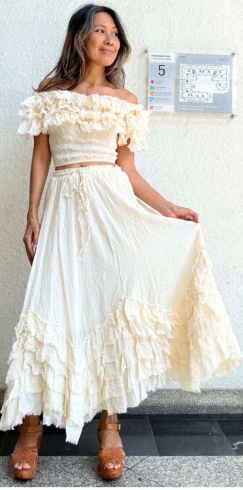 Boho Ruffle Long Sleeve Blouse With Angel Wings , Boho off Shoulder ...