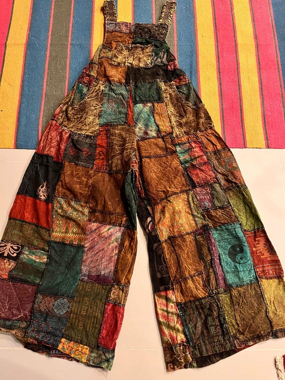 Bohemian Indian Patchwork Overalls for Women - Handmade Ethnic 