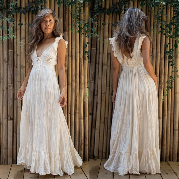 One of a Kind Handmade Boho Flowy Maxi Length Wedding Dress. - Etsy