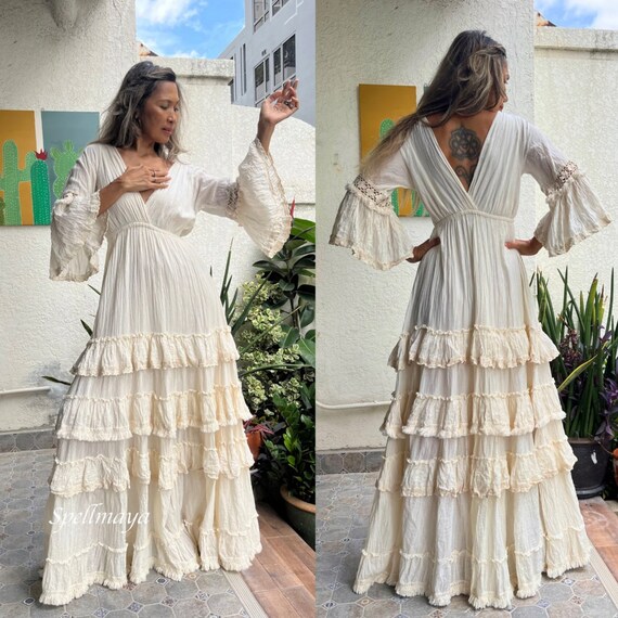 Lace boho white dress top