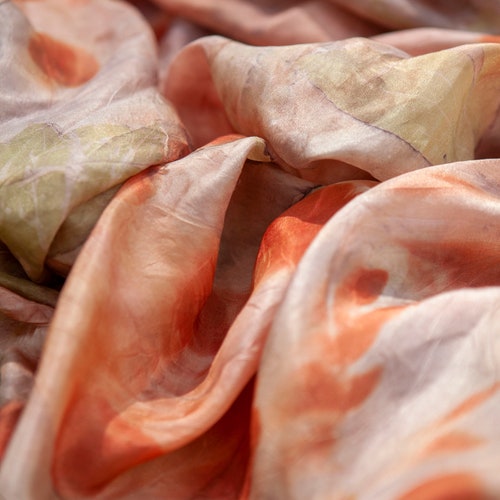 Hotsell Botanical eco printed silk shawl, eco dyed silk scarf