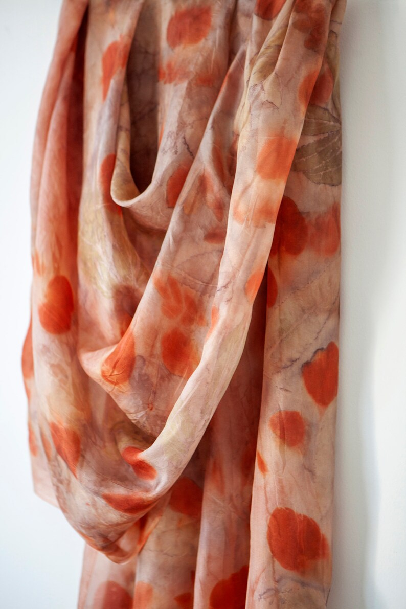 Hotsell Botanical eco printed silk shawl, eco dyed silk scarf