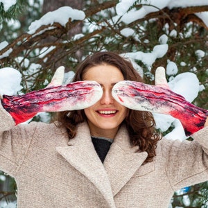 Warm Merino 100% wool felted mittens