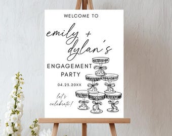 Printed & SHIPPED Engagement Party Welcome Sign, Modern Minimalist, Signage For Engagement Decorations, Toast to the Couple Sign