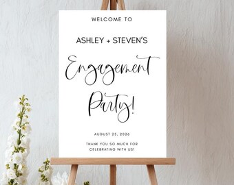 Printed & SHIPPED Engagement Party Welcome Sign, Modern Minimalist