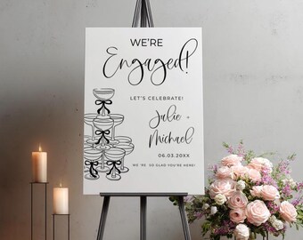 Printed & SHIPPED Engagement Party Welcome Sign, Modern Minimalist, Signage For Engagement Decorations, Minimalist Engagement Party Sign