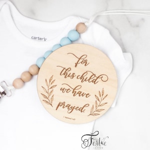 for this child we have prayed, baby announcement, engraved baby name sign, wooden name sign ,Baby Name Plaque, Name Announcement Plaque