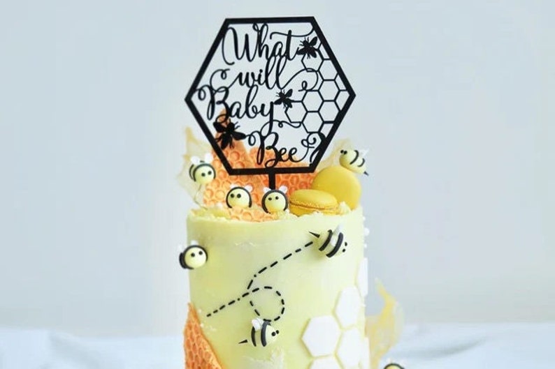 What will BABY bee cake topper gender reveal cake topper baby shower cake topper What Will it Bee bee gender reveal
