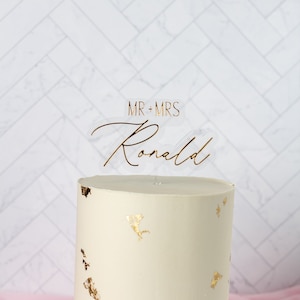 Modern Wedding Cake Toppers Personalized Custom Cake Topper Mr & Mrs Last Name Acrylic Cake Topper Wedding Double Layer