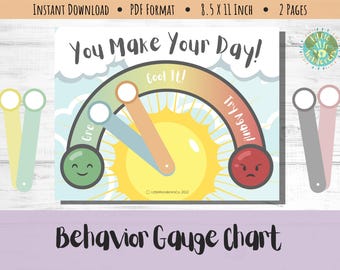 Gráfico de Medição de Comportamento - Homeschool, Parentalidade, Crianças Pequenas, Disciplina, Reforço Positivo, Recompensa, Gestão de Emoções, Download Digital