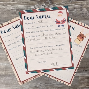 Briefe an Santa - Weihnachtswunsch, Urlaubszeit, Spielzeugliste, Wunschliste, Weihnachtsmann, frohe Weihnachten, Momento, Urlaub Brief zum Ausdrucken