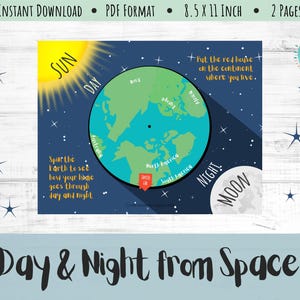 Day & Night Printable Activity Busy Book Page - Preschool, Understanding Time, Outer Space, Sunlight, Darkness, Hours, Calendar, Unit Study