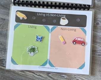 Living vs Non-Living Busy Book Activity Page Printable - Homeschool, Nature Study, Social Studies, Preschool, Speech Therapy, Early Learning