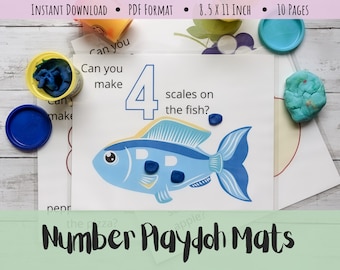 Number Playdoh Mats - Homeschool Printable, Classroom, Learn Numbers, Number Recognition, Early Math, Learning Activity, Fine Motor Skills