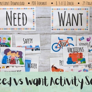 Need vs Want Classroom White Board Sorting Activity | Social Emotional Learning, Social Studies, Homeschool, Special Needs, Printable
