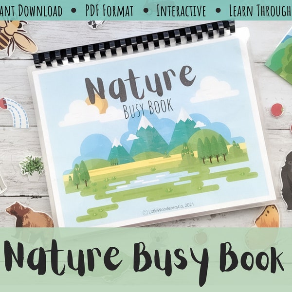 Nature Busy Book Printable - Preschool Quiet Activity, Travel Book, Learning Book, Life Cycles, Wildlife, Animal, Printable Digital Download