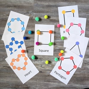 Form Pom Pom Mats zum ausdrucken - Playdoh, Vorschulformen, Kleinkindaktivität, Vorschulaktivität, fleißige Aktivität, frühes Lernen, Hausschule