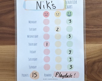 Simplified Personalizable Behavior Reward Chart Printable - Homeschool, Classroom, Teacher Resources, Teaching Tools, Parenting, Discipline