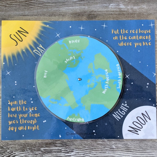 Day & Night Printable Activity Busy Book Page - Preschool, Understanding Time, Outer Space, Sunlight, Darkness, Hours, Calendar, Unit Study